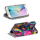 Klapphülle mit buntem Motivdesign für Samsung Galaxy S6 Edge – mit Kartenfach und Magnetverschluss