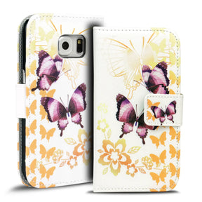 Klapphülle mit buntem Motivdesign für Samsung Galaxy S6 – mit Kartenfach und Magnetverschluss