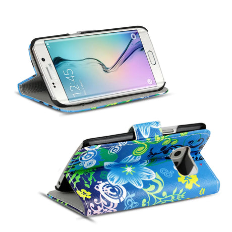 Klapphülle mit buntem Motivdesign für Samsung Galaxy S6 – mit Kartenfach und Magnetverschluss