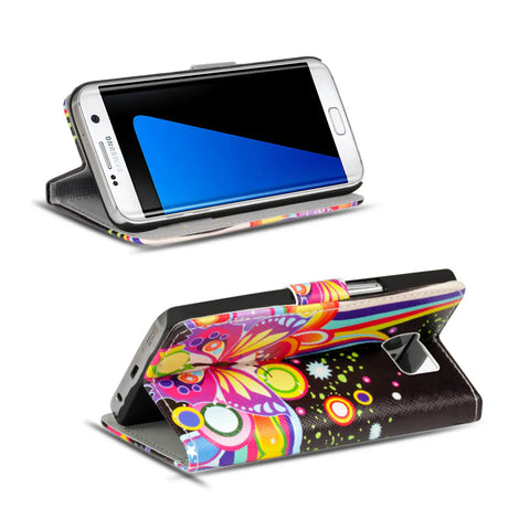 Klapphülle mit buntem Motivdesign für Samsung Galaxy S8 Plus – mit Kartenfach und Magnetverschluss