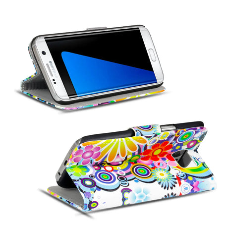Klapphülle mit buntem Motivdesign für Samsung Galaxy S8 Plus – mit Kartenfach und Magnetverschluss