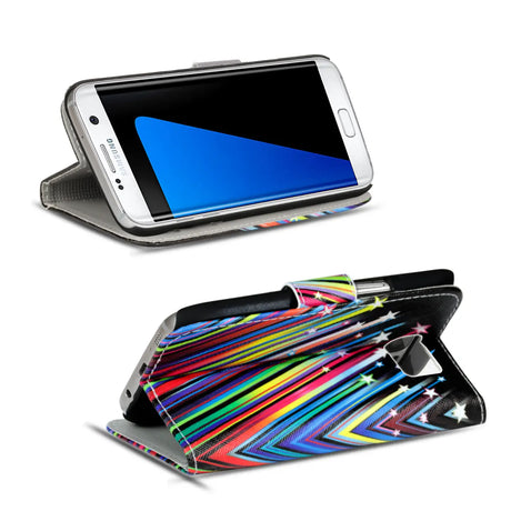 Klapphülle mit buntem Motivdesign für Samsung Galaxy S8 Plus – mit Kartenfach und Magnetverschluss