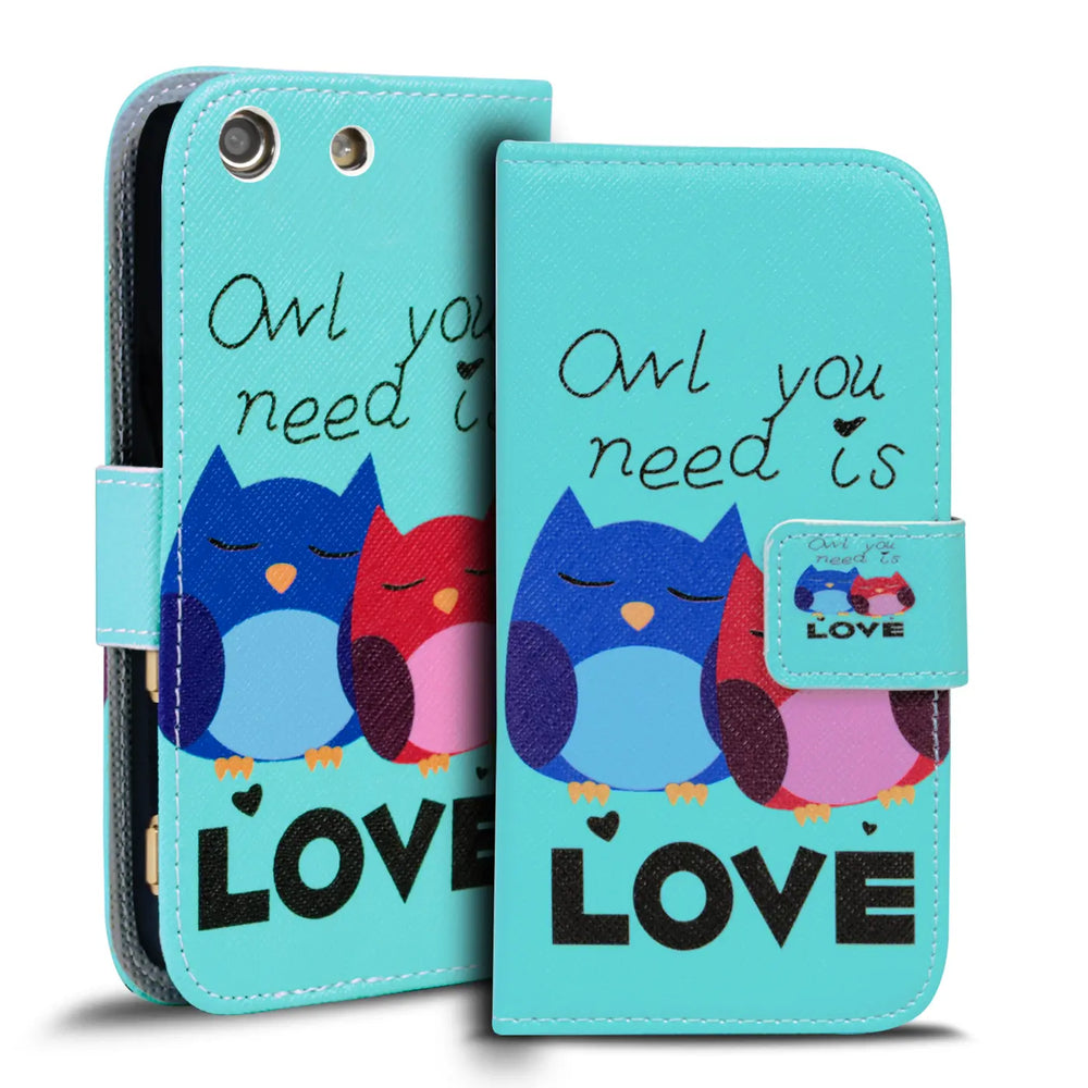 Klapphülle mit buntem Motivdesign für Sony Xperia M5 – mit Kartenfach und Magnetverschluss