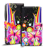 Klapphülle mit buntem Motivdesign für Sony Xperia M5 – mit Kartenfach und Magnetverschluss