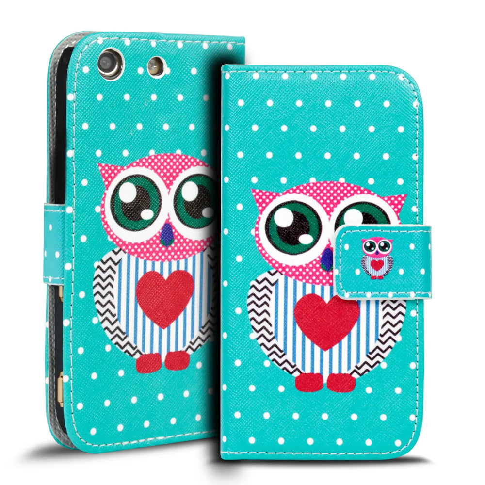 Klapphülle mit buntem Motivdesign für Sony Xperia M5 – mit Kartenfach und Magnetverschluss