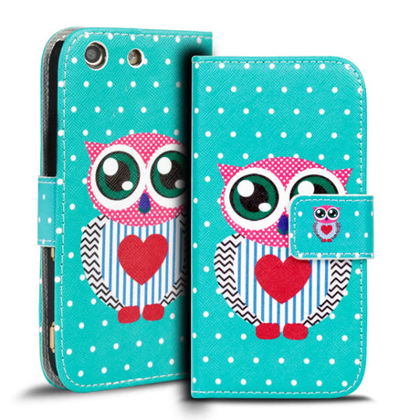 Klapphülle mit buntem Motivdesign für Sony Xperia M5 – mit Kartenfach und Magnetverschluss