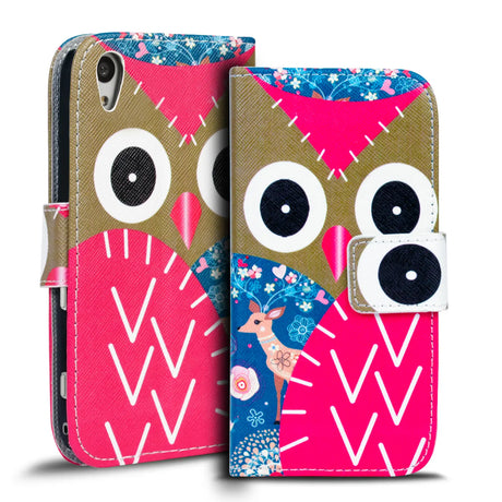 Klapphülle mit buntem Motivdesign für Sony Xperia Z1 – mit Kartenfach und Magnetverschluss