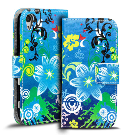 Klapphülle mit buntem Motivdesign für Sony Xperia Z3+ – mit Kartenfach und Magnetverschluss