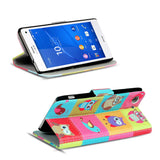 Klapphülle mit buntem Motivdesign für Sony Xperia Z3+ – mit Kartenfach und Magnetverschluss