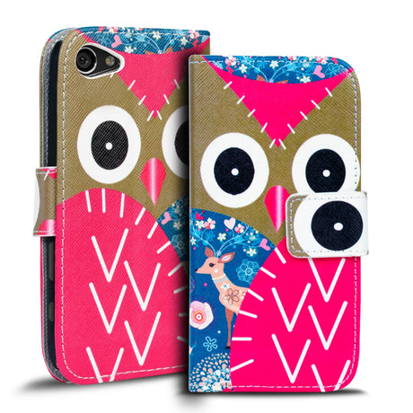 Klapphülle mit buntem Motivdesign für Sony Xperia Z5 Compact – mit Kartenfach und Magnetverschluss