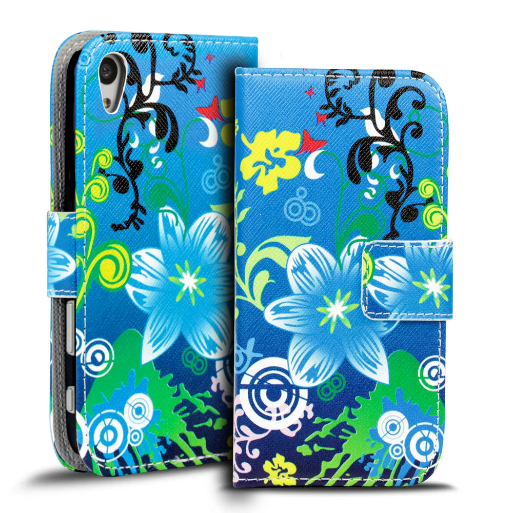 Klapphülle mit buntem Motivdesign für Sony Xperia Z5 – mit Kartenfach und Magnetverschluss