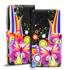 Klapphülle mit buntem Motivdesign für Sony Xperia Z5 – mit Kartenfach und Magnetverschluss