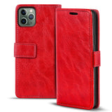 Elegante Klapphülle in Lederoptik für iPhone 11 Pro Max in Rot