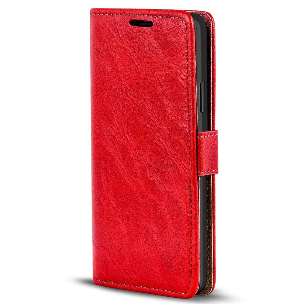 Elegante Klapphülle in Lederoptik für iPhone 11 Pro Max in Rot