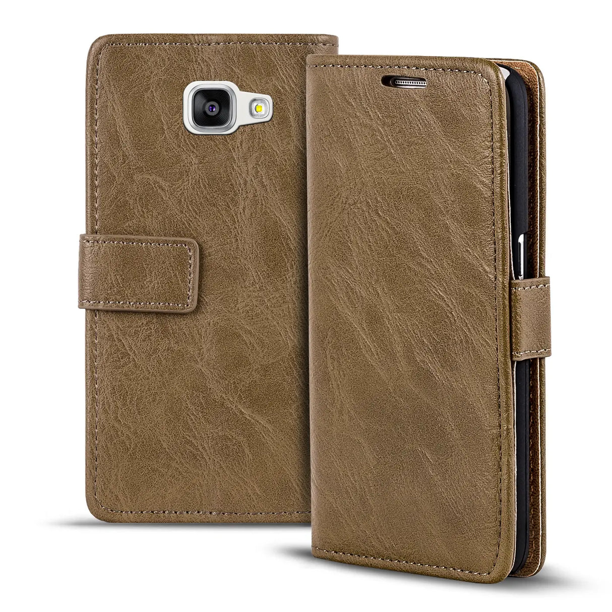 Elegante Klapphülle in Lederoptik für Samsung Galaxy A3 2016 in Mocca