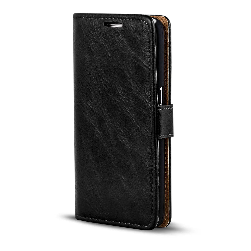 Elegante Klapphülle in Lederoptik für Samsung Galaxy A3 2017 in Schwarz