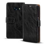 Elegante Klapphülle in Lederoptik für Samsung Galaxy A3 2017 in Schwarz