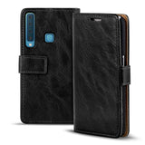 Elegante Klapphülle in Lederoptik für Samsung Galaxy A9 2018 in Schwarz