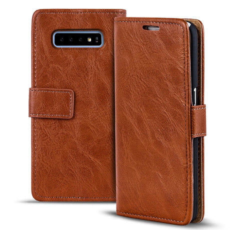 Elegante Klapphülle in Lederoptik für Samsung Galaxy S10E in Kastanienbraun
