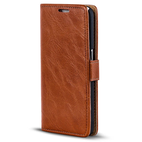 Elegante Klapphülle in Lederoptik für Samsung Galaxy S10 in Kastanienbraun