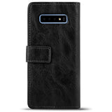 Elegante Klapphülle in Lederoptik für Samsung Galaxy S10 Plus in Schwarz