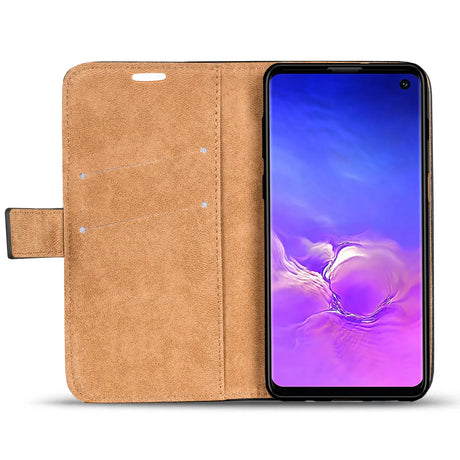 Elegante Klapphülle in Lederoptik für Samsung Galaxy S10E in Schwarz