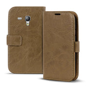 Elegante Klapphülle in Lederoptik für Samsung Galaxy S3 Mini in Mocca