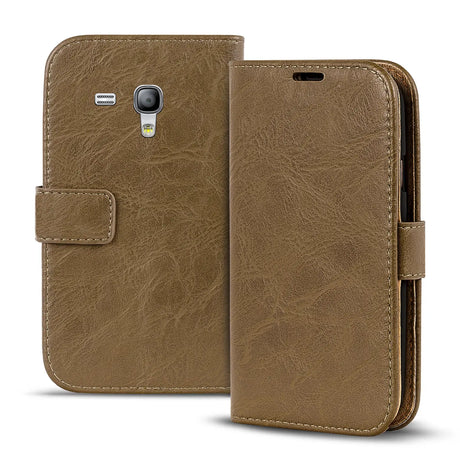 Elegante Klapphülle in Lederoptik für Samsung Galaxy S3 Mini in Mocca