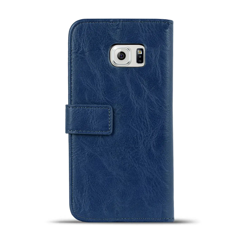 Elegante Klapphülle in Lederoptik für Samsung Galaxy S6 Edge in Blau