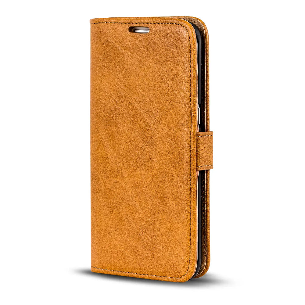 Elegante Klapphülle in Lederoptik für Samsung Galaxy S6 Edge in Gelbbraun