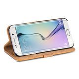 Elegante Klapphülle in Lederoptik für Samsung Galaxy S6 Edge in Gelbbraun
