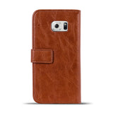 Elegante Klapphülle in Lederoptik für Samsung Galaxy S6 Edge in Kastanienbraun