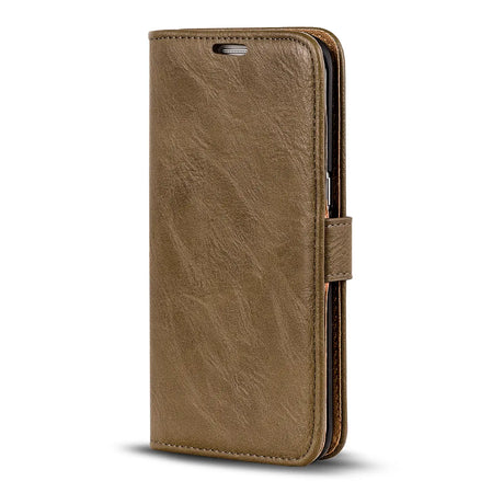 Elegante Klapphülle in Lederoptik für Samsung Galaxy S6 Edge in Mocca