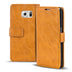 Elegante Klapphülle in Lederoptik für Samsung Galaxy S6 in Gelbbraun