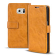 Elegante Klapphülle in Lederoptik für Samsung Galaxy S6 in Gelbbraun