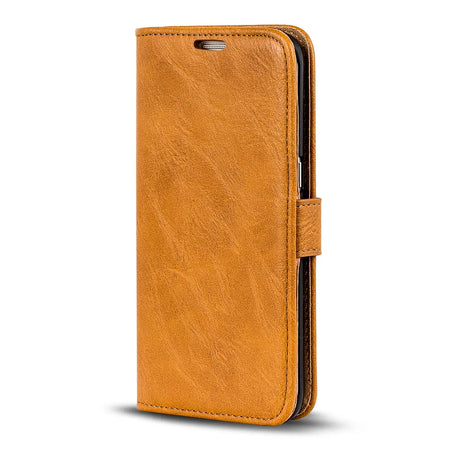 Elegante Klapphülle in Lederoptik für Samsung Galaxy S7 Edge in Gelbbraun