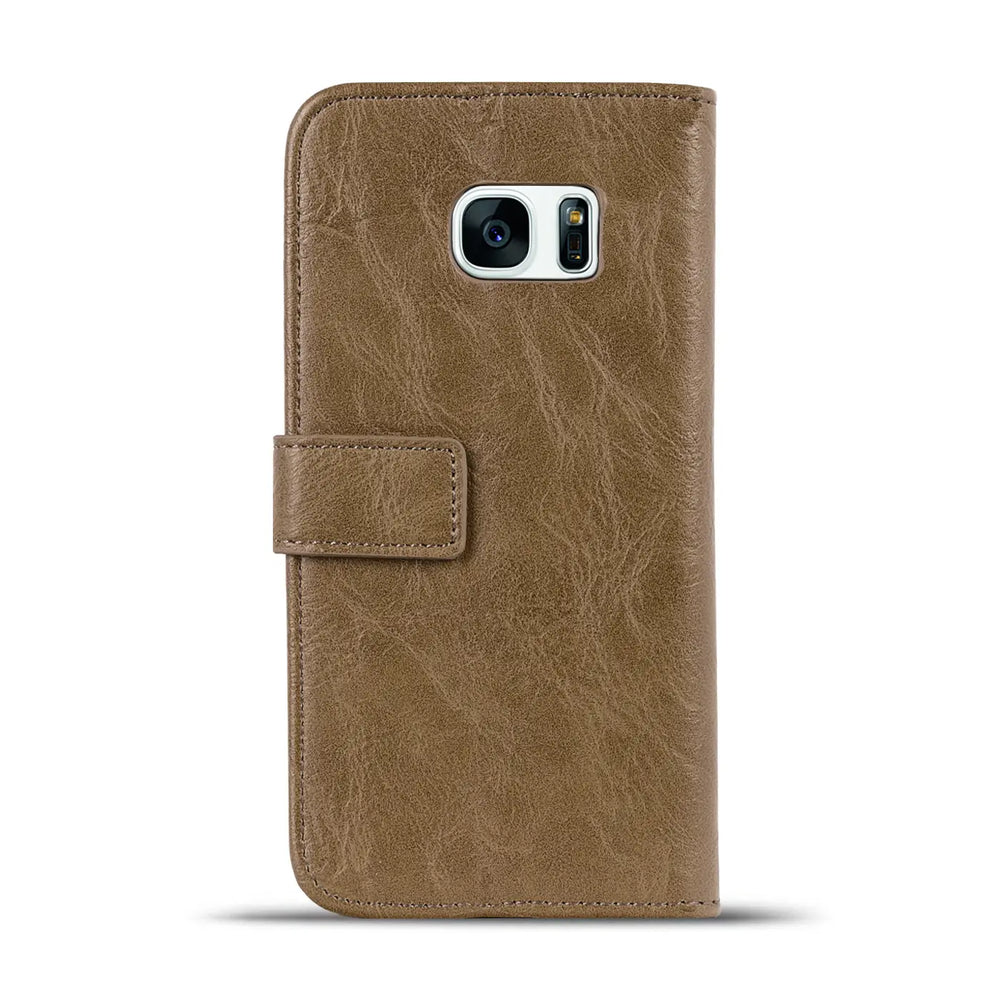 Elegante Klapphülle in Lederoptik für Samsung Galaxy S7 Edge in Mocca