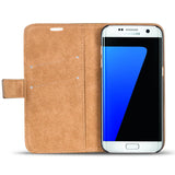 Elegante Klapphülle in Lederoptik für Samsung Galaxy S7 Edge in Mocca