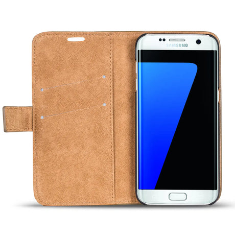 Elegante Klapphülle in Lederoptik für Samsung Galaxy S7 Edge in Mocca