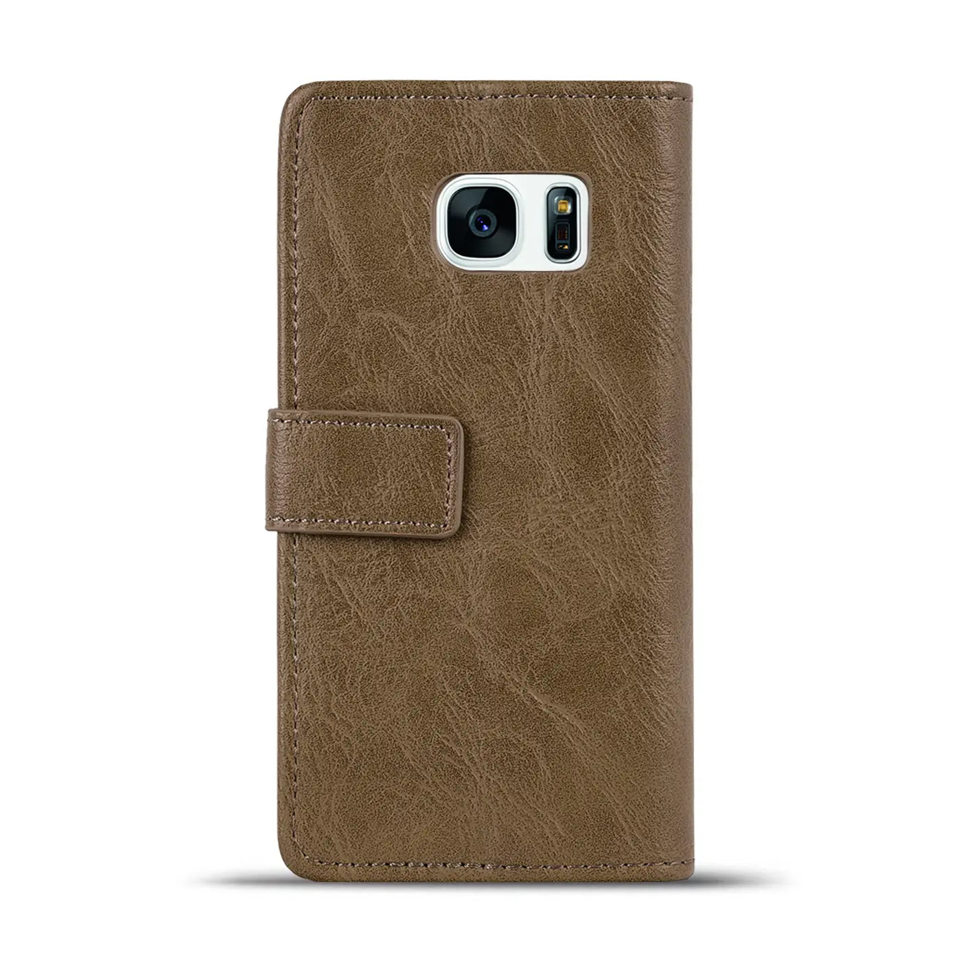 Braune Leder-Klapphülle mit Verschluss für Samsung Galaxy S7, Rückansicht