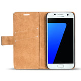 Elegante Klapphülle in Lederoptik für Samsung Galaxy S7 in Mocca
