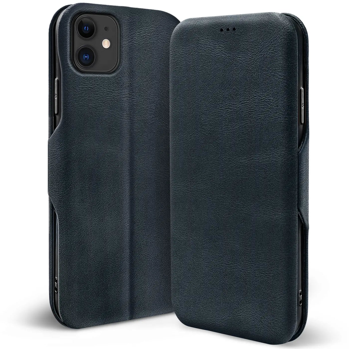 Robuste Klapphülle für iPhone 11 mit Magnetverschluss in Blau