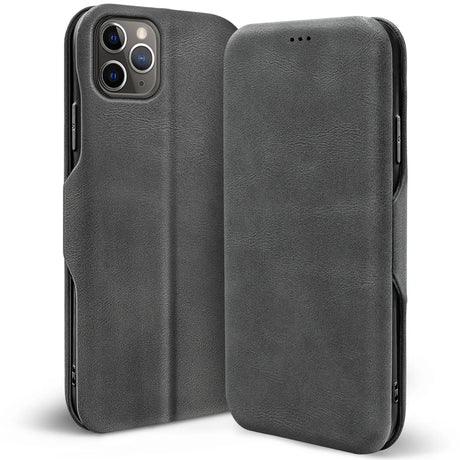 Robuste Klapphülle für iPhone 11 Pro Max mit Magnetverschluss in Grau