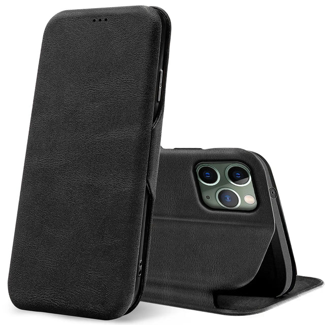 Robuste Klapphülle für iPhone 11 Pro Max mit Magnetverschluss in Schwarz