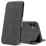 Robuste Klapphülle für iPhone 12 Mini mit Magnetverschluss in Grau