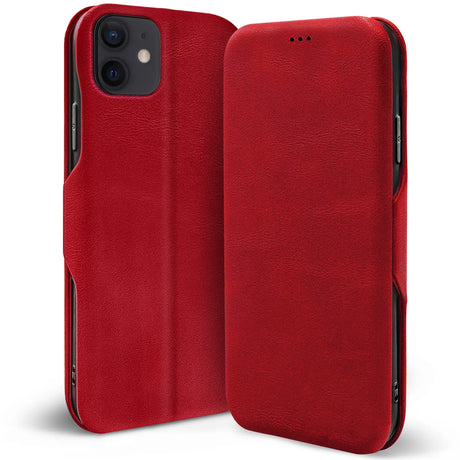 Robuste Klapphülle für iPhone 12 Mini mit Magnetverschluss in Rot