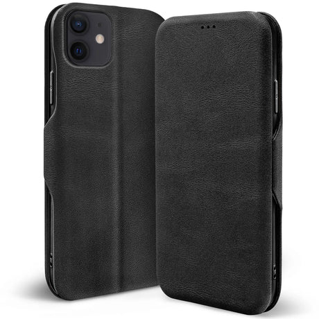 Robuste Klapphülle für iPhone 12 Mini mit Magnetverschluss in Schwarz