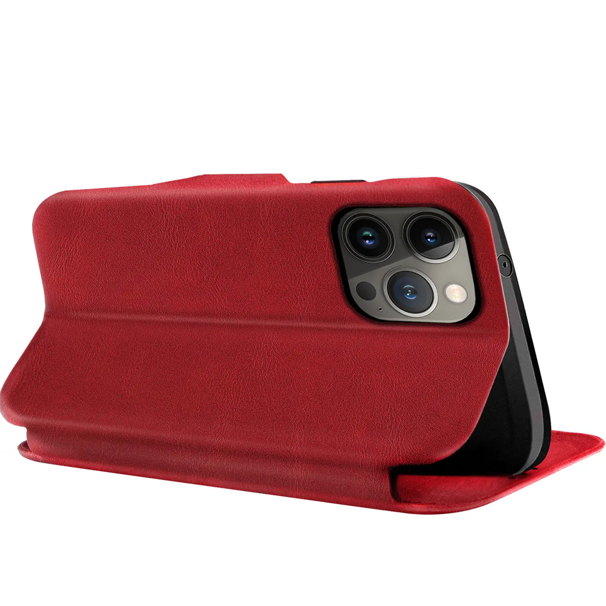 Robuste Klapphülle für iPhone 13 Pro Max mit Magnetverschluss in Rot