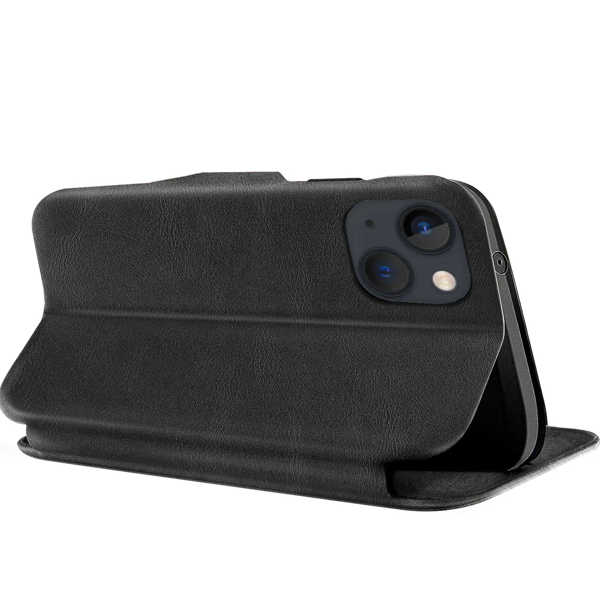 Robuste Klapphülle für iPhone 15 Plus mit Magnetverschluss in Schwarz