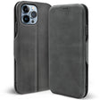Robuste Klapphülle für iPhone 15 Pro mit Magnetverschluss in Grau
